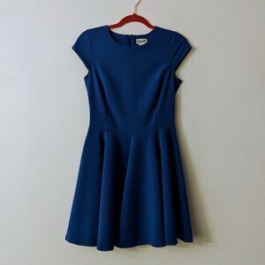 A-Line Royal Blue Fit and Flare Cap Sleeve Dress EU Sz 38
